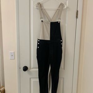Guess Black and White Denim Overalls